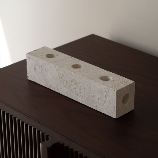Domino Limestone Marble Candle Holder