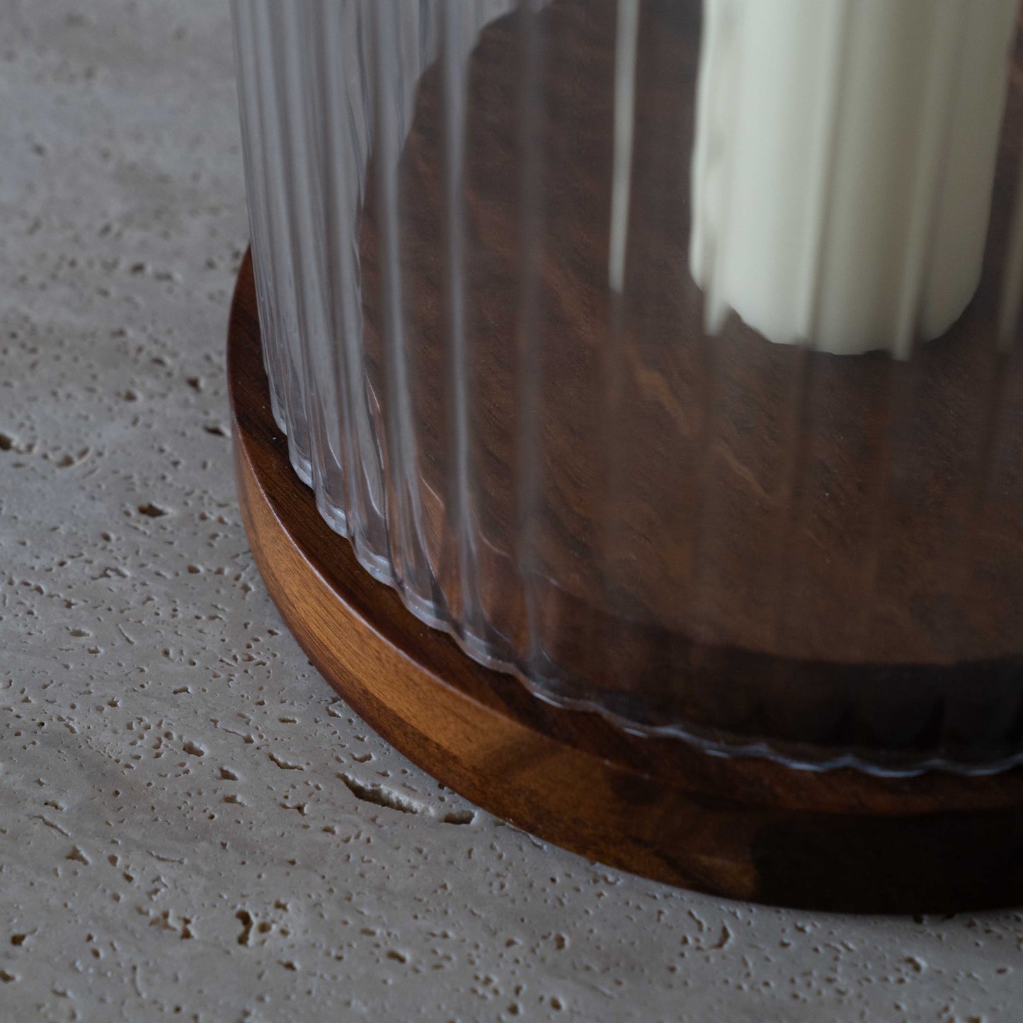 Lola Wood & Glass Candle Holder