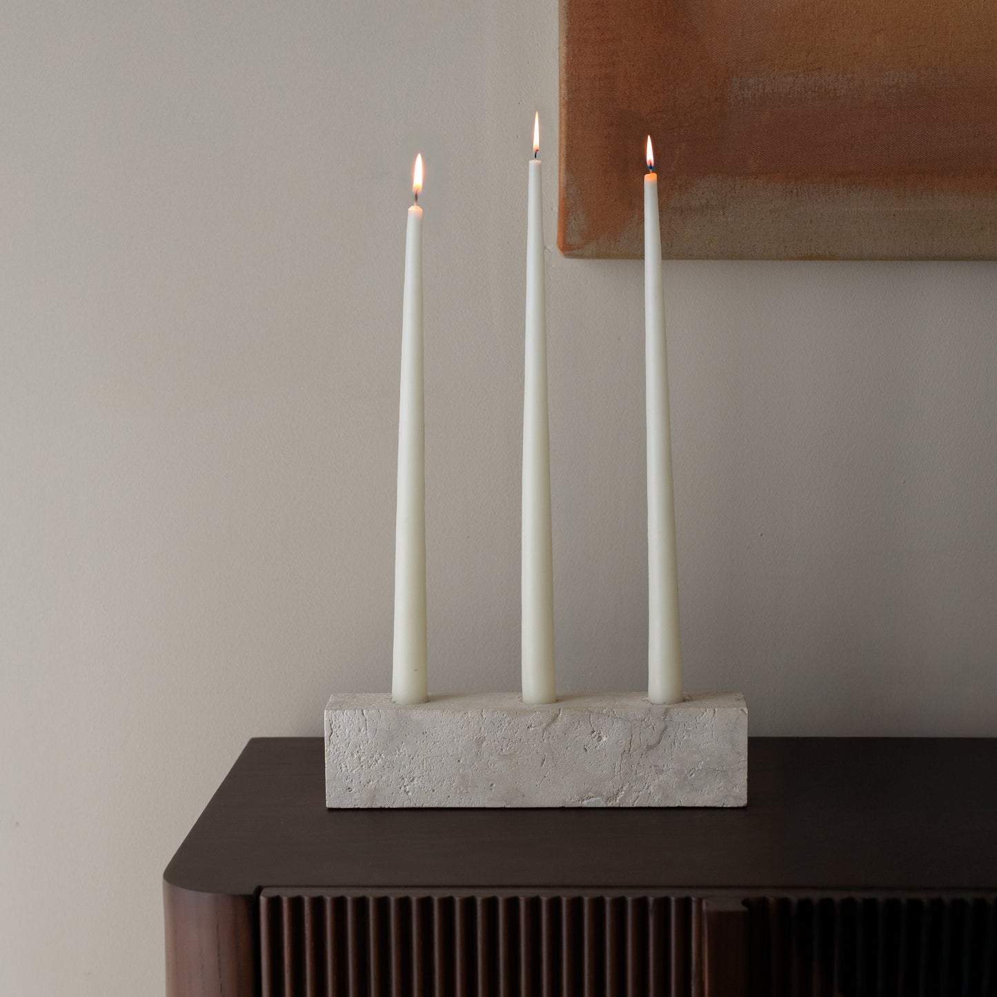 Domino Limestone Marble Candle Holder