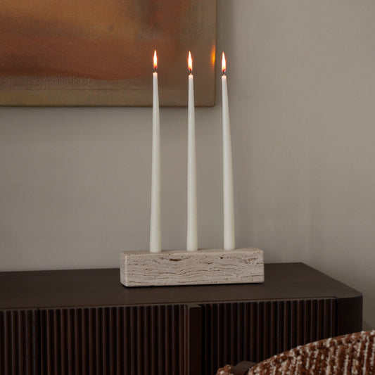 Domino Travertine Marble Candle Holder