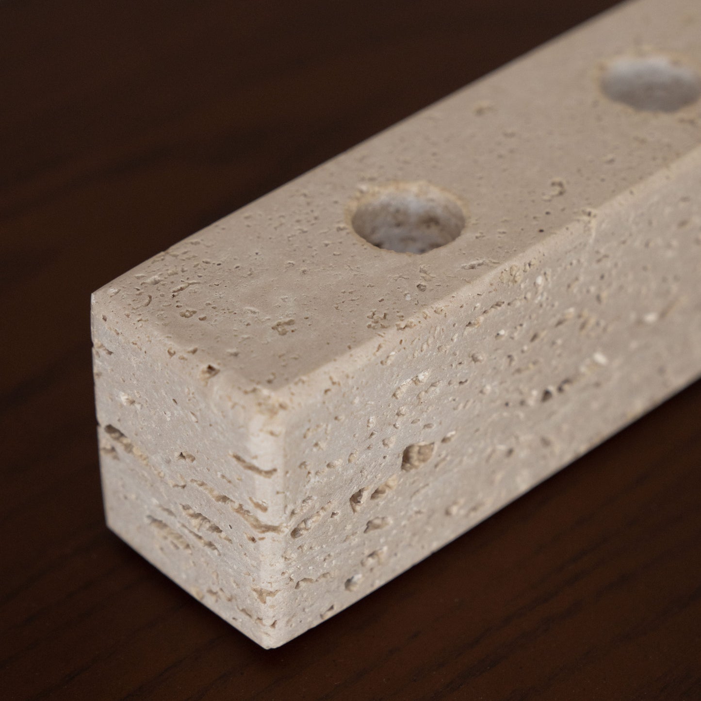 Domino Travertine Marble Candle Holder
