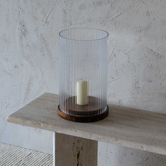 Lola Wood & Glass Candle Holder