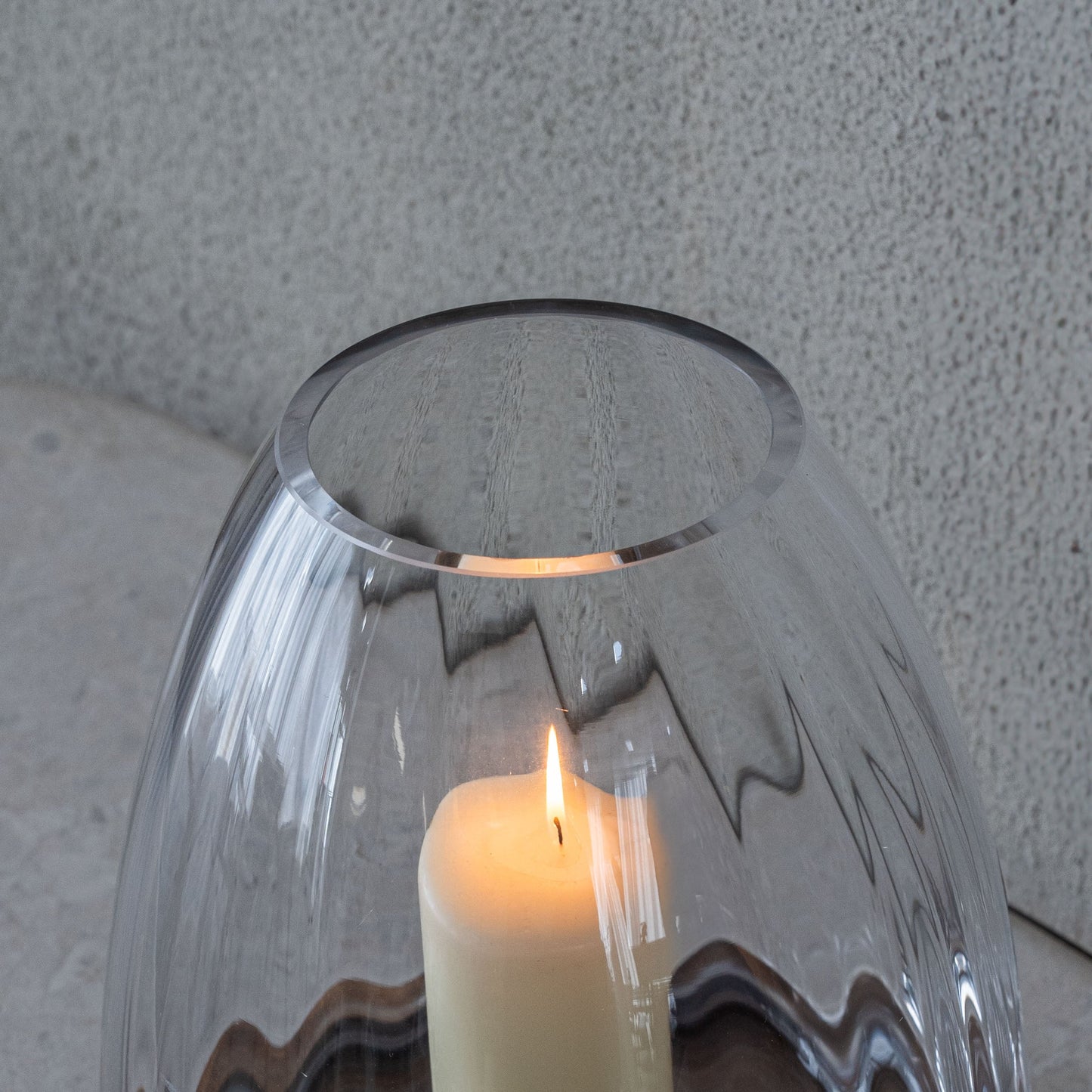 Lola Oval Glass Candle Holder with Wooden Base