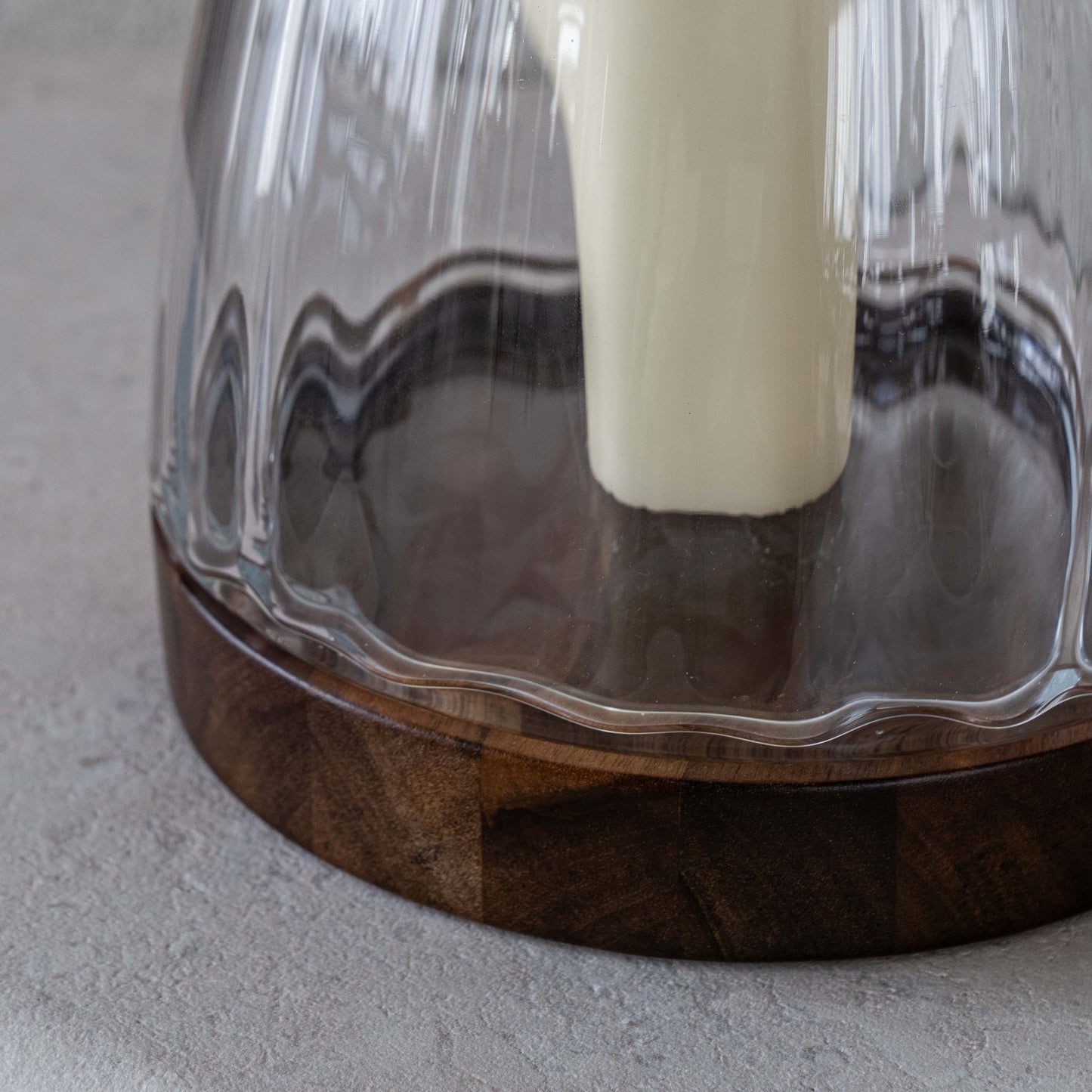 Lola Oval Glass Candle Holder with Wooden Base